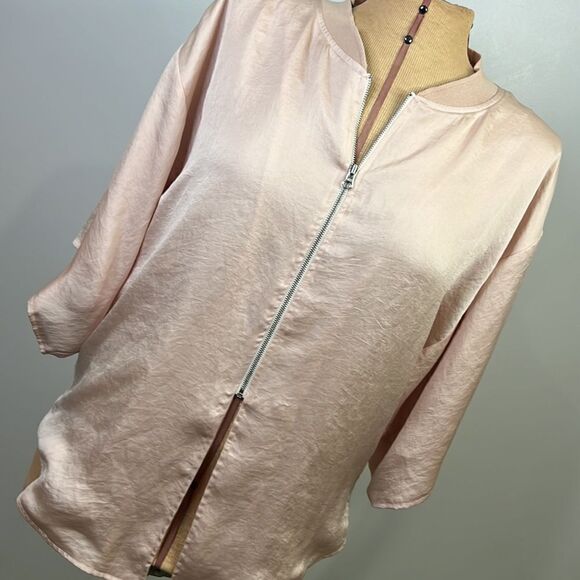 HEI HEI Pale Pink Zip Front Blouse Jacket - Size Medium - Picture 2 of 13